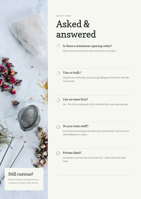 Tea & Botanicals — FAQ page
