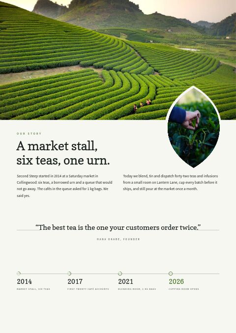 Tea & Botanicals — Brand Story page