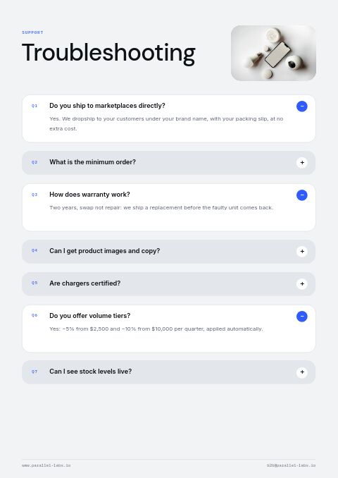 Electronics & Tech — FAQ page
