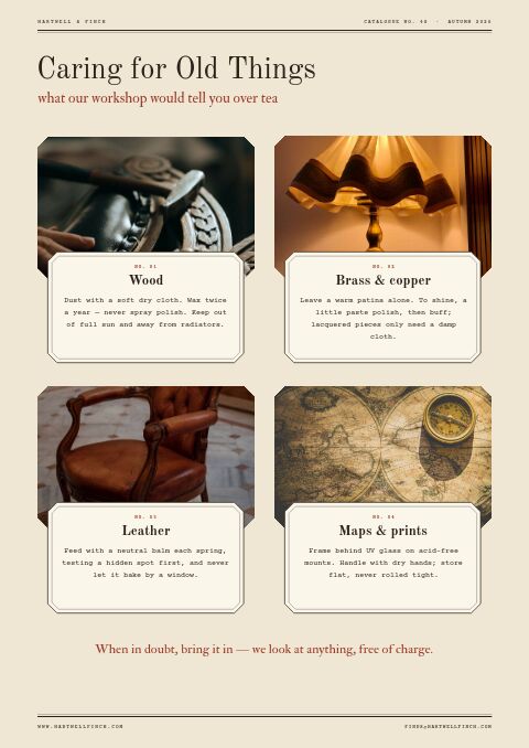 Vintage & Antiques — Care Instructions page