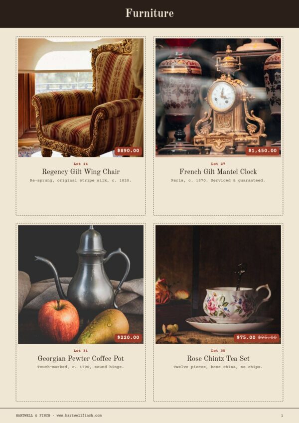 Vintage & Antiques — product page, 2 × 2 grid