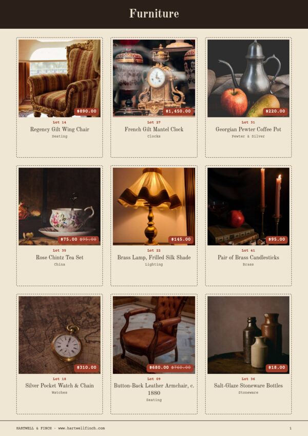Vintage & Antiques — product page, 3 × 3 grid