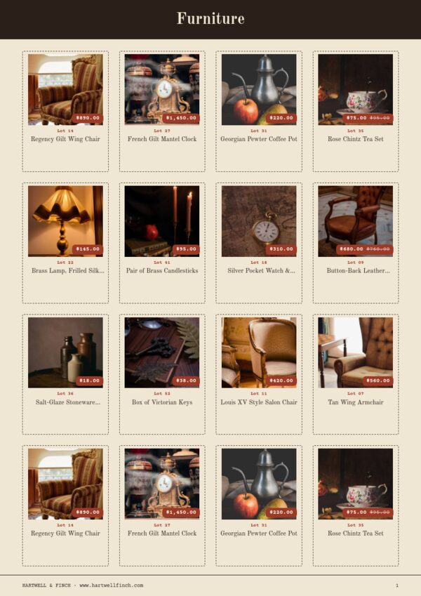 Vintage & Antiques — product page, 4 × 4 grid