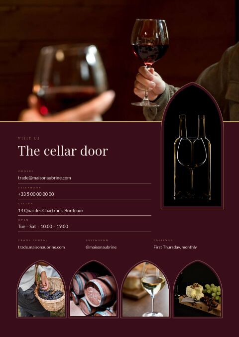 Wine & Spirits — Contact / Info page