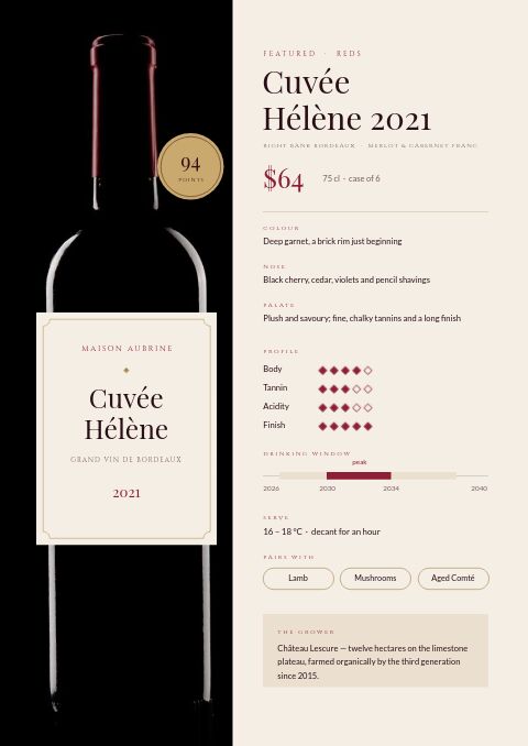 Wine & Spirits — Featured Product page