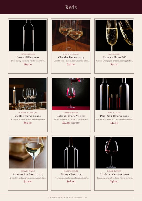 Wine & Spirits — product page, 3 × 3 grid