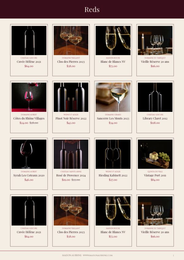 Wine & Spirits — product page, 4 × 4 grid