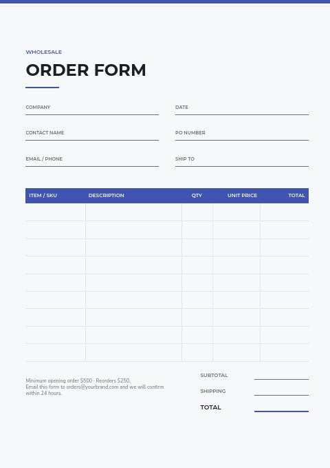 Appliances — Order form page