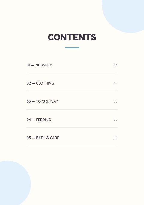 Baby & Kids — Contents page