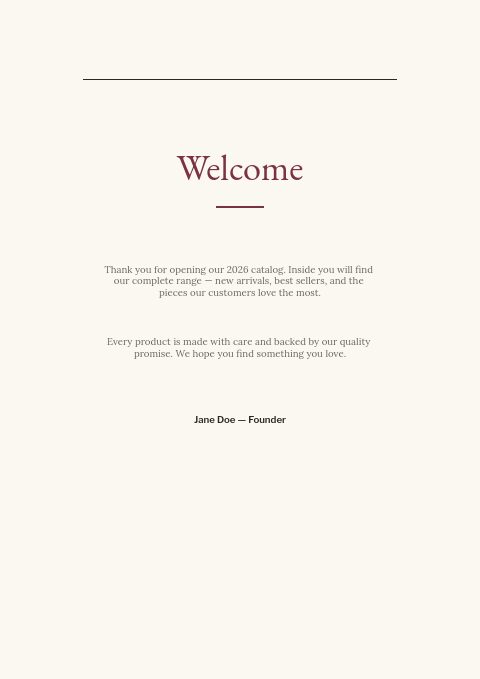 Books & Stationery — Welcome page