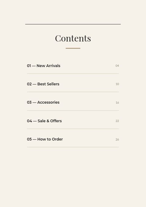 Elegant Serif — Contents page