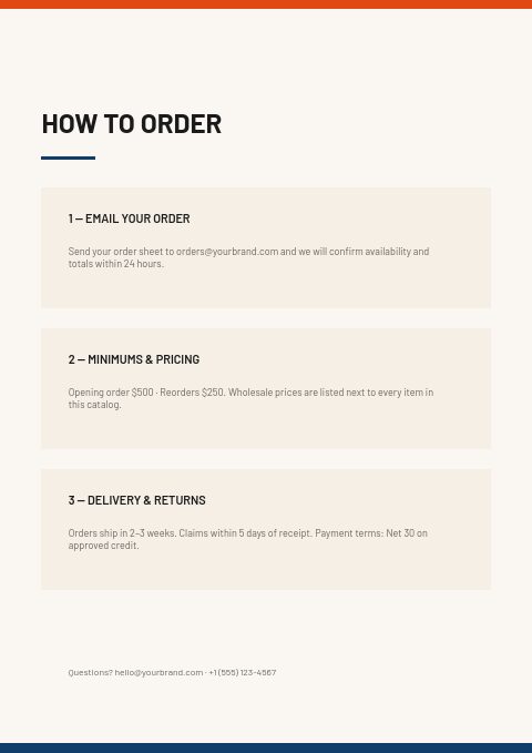 Footwear — How to order page