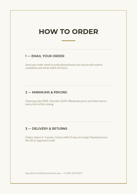 Jewelry — How to order page