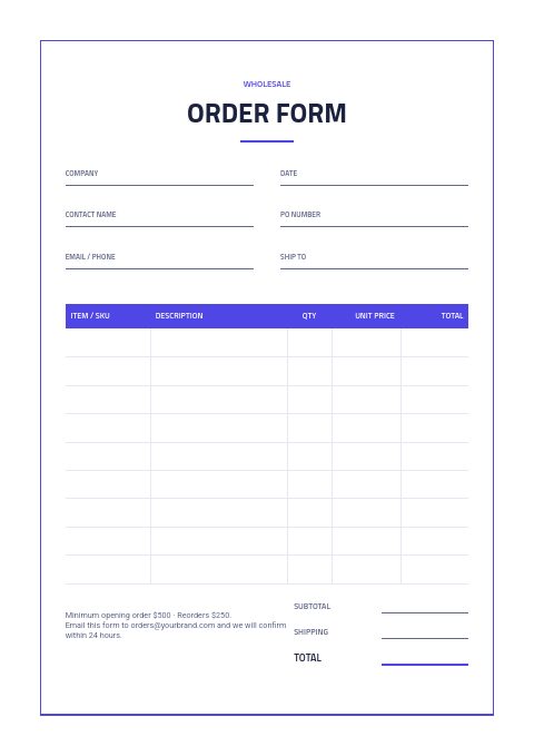 Laboratory Equipment — Order form page