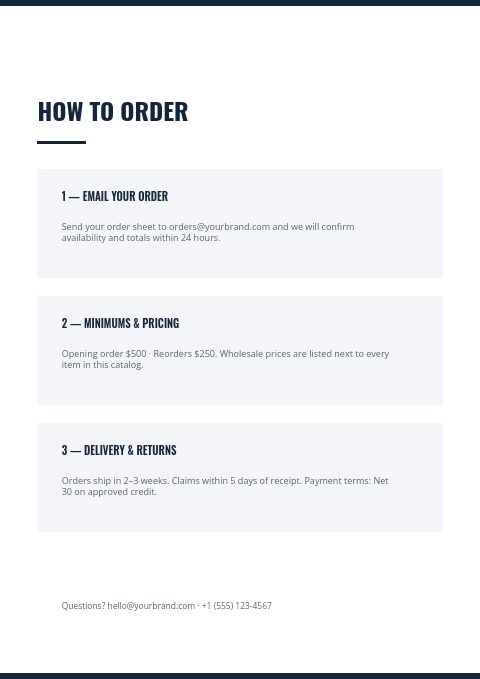 Navy Classic — How to order page