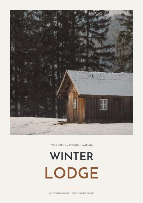 Winter Lodge catalog template cover