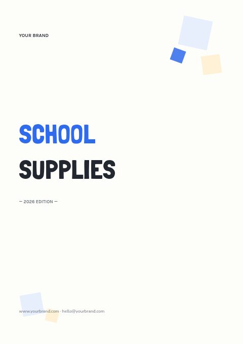 School Supplies catalog template cover
