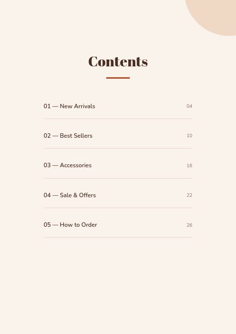 Warm Terracotta — Contents page