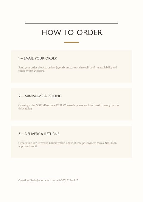 Wedding Supplies — How to order page