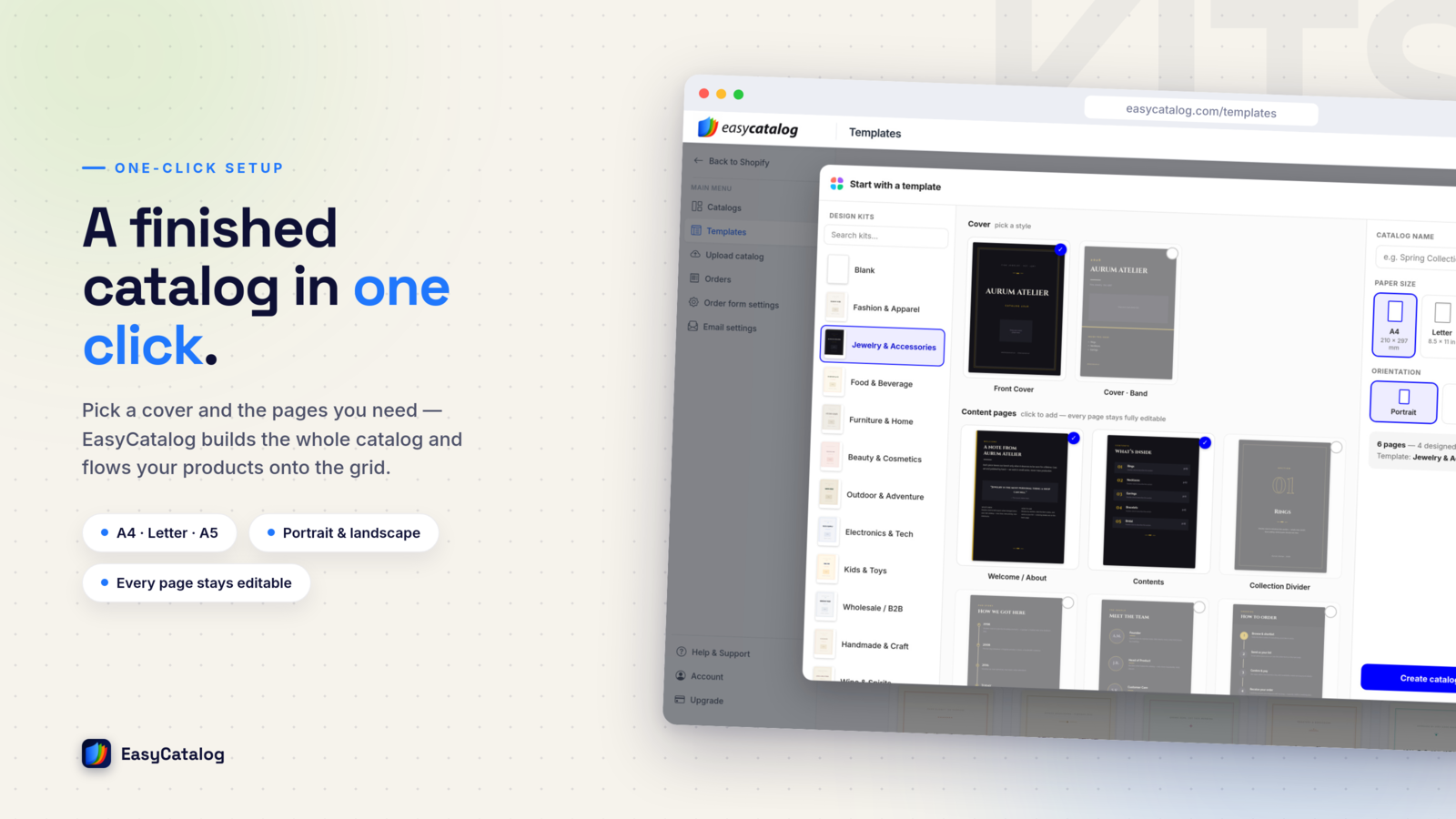 Creating a finished catalog in one click