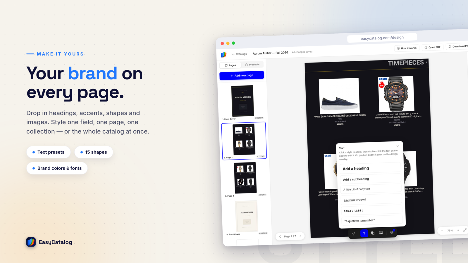 Adding branded text, shapes and images
